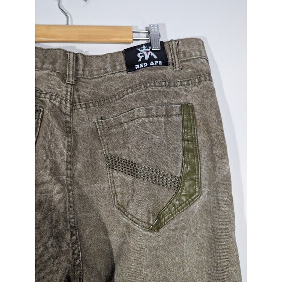 Red Ape Jean Men Sz 42 Olive Green Denim Straight Leg - Picture 6 of 8